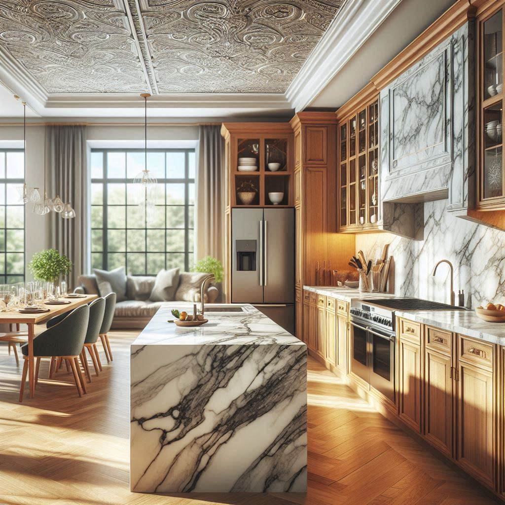 beautiful white countertops with black veins
