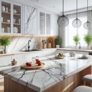White Quartz Countertops With Black Veins
