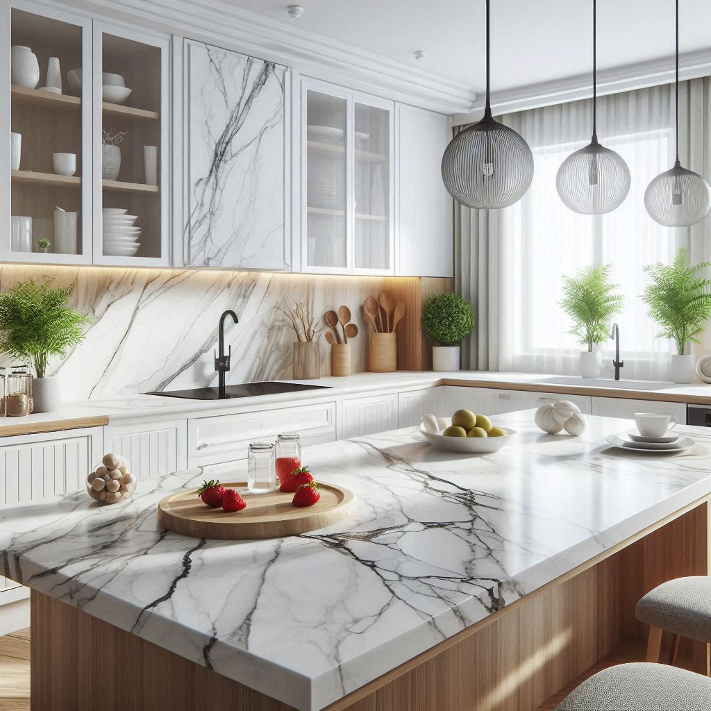 White Quartz Countertops With Black Veins