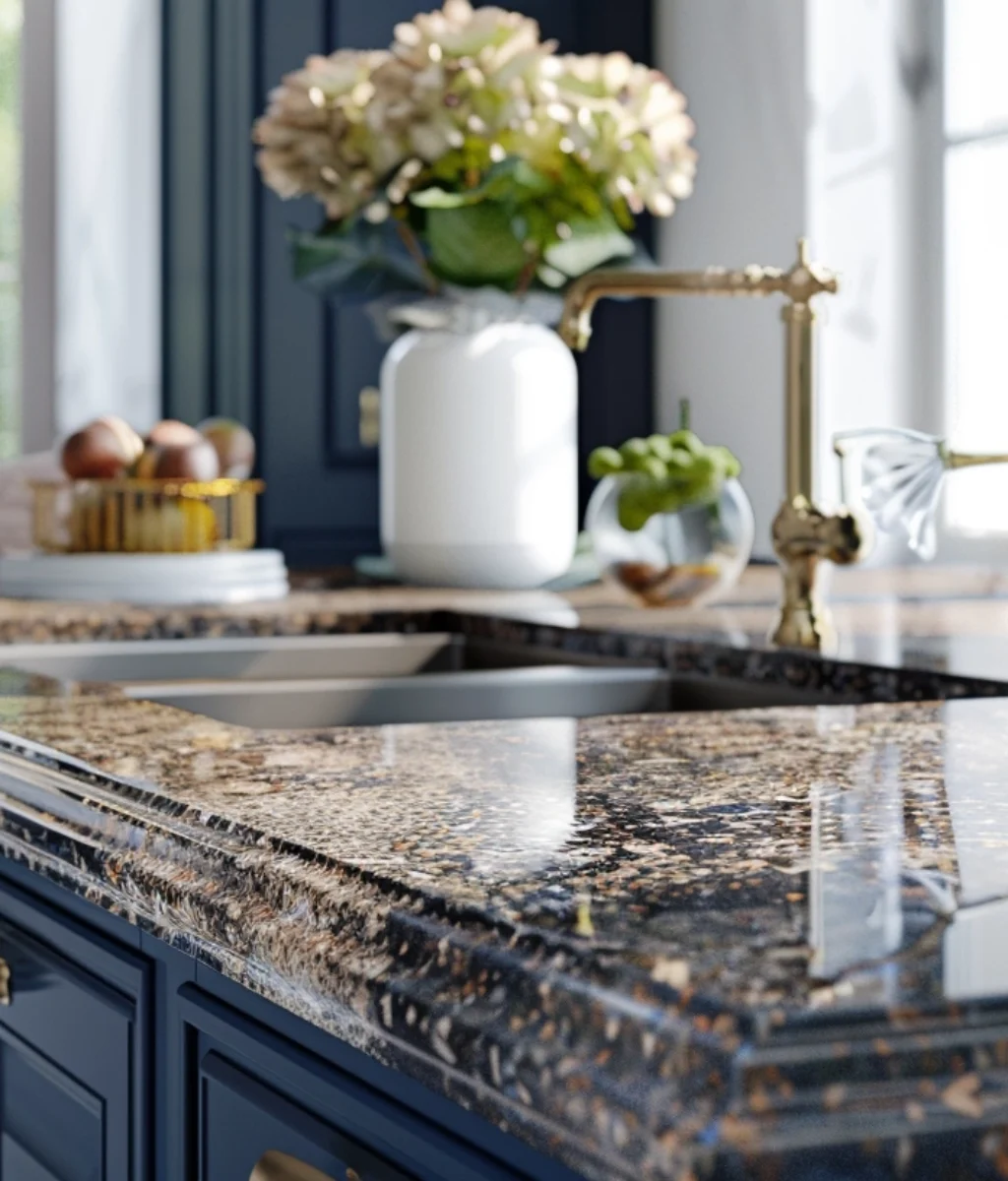 An-elegant-kitchen-setup-featuring-granite-countertops-with-a-Dupont-edge-profile-polished-surface An-elegant-kitchen-setup-featuring-granite-countertops-with-a-Dupont-edge-profile-polished-surface